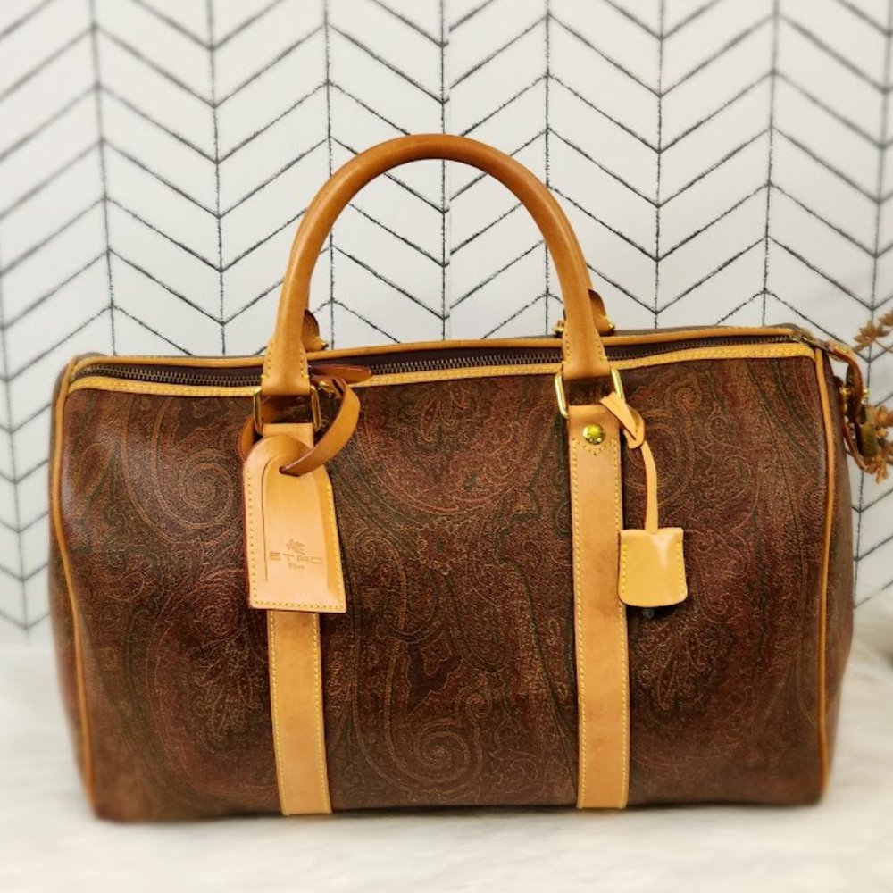 Authentic pre-owned Etro Bordeaux Paisley Boston Bag